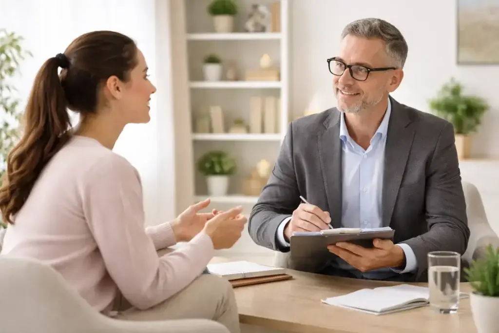 Patient choosing the right clinical hypnotherapist in Surat after reviewing certifications, experience, and treatment approach